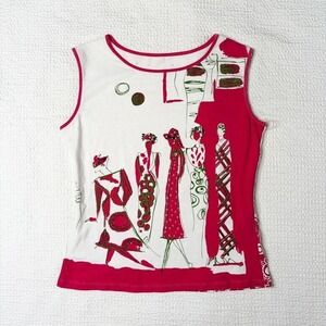 Via Faburrica graphic beaded j-fashion tank